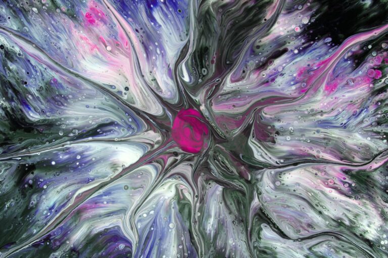 Abstract fluid artwork with vivid swirling colour