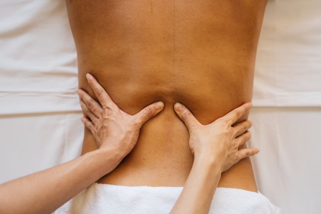 Close view of a back massage in a calm setting