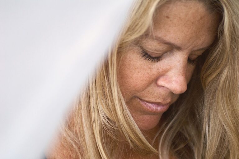 Close portrait of a woman with a calm expression