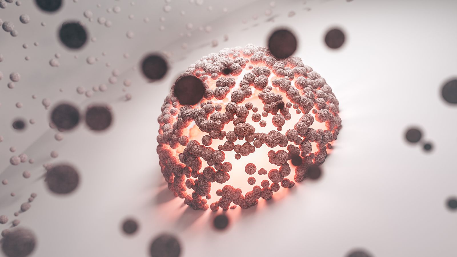 Abstract representation of a cellular structure with a glowing centre