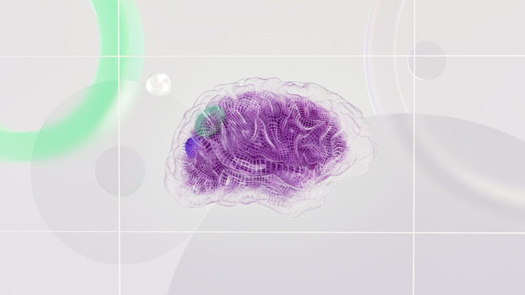 Abstract digital rendering of a brain and neural pathways