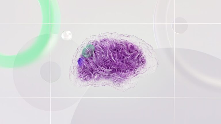 Abstract digital rendering of a brain and neural pathways