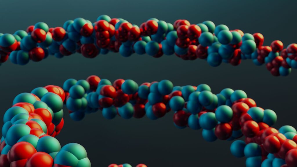 A colourful molecular model illustrating chemical structure
