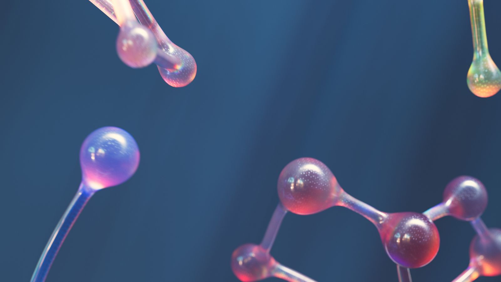 Abstract connected molecular shapes in vivid colour